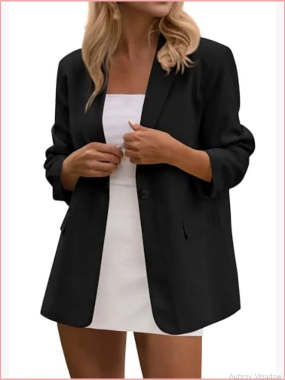Women's Open Front Long Sleeve Blazer with Pockets